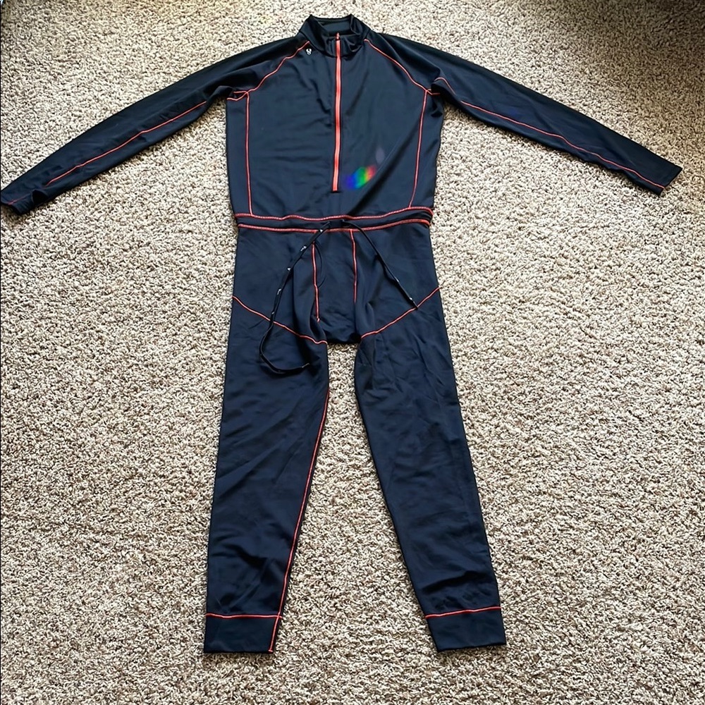 Black One Piece Base Layer with Red Trim